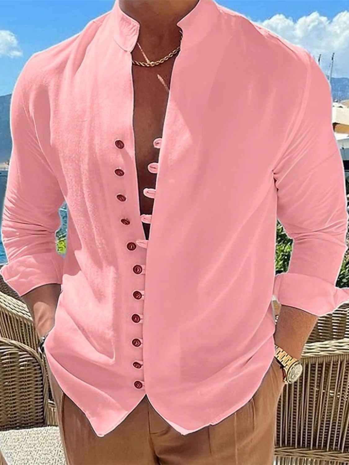 Men's Full Size Button Front Long Sleeve Shirt Plus Size - Damned Threads